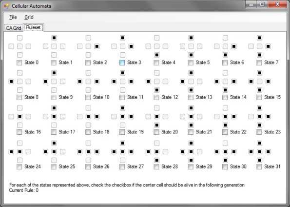 Screenshot of the ruleset input